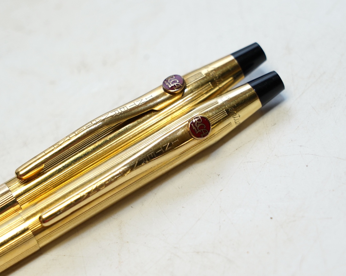 A Parker ballpoint pen, a rolled gold ballpoint pen and propelling pencil (3). Condition - good but not tested as working